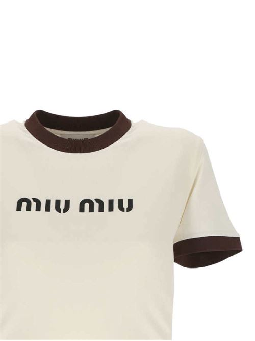 T-shirt in morbido jersey bianco Miu Miu | MJN427S-OOO133NF0304